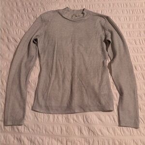 Reformation Bailey Silver Sparkle Long Sleeve Top